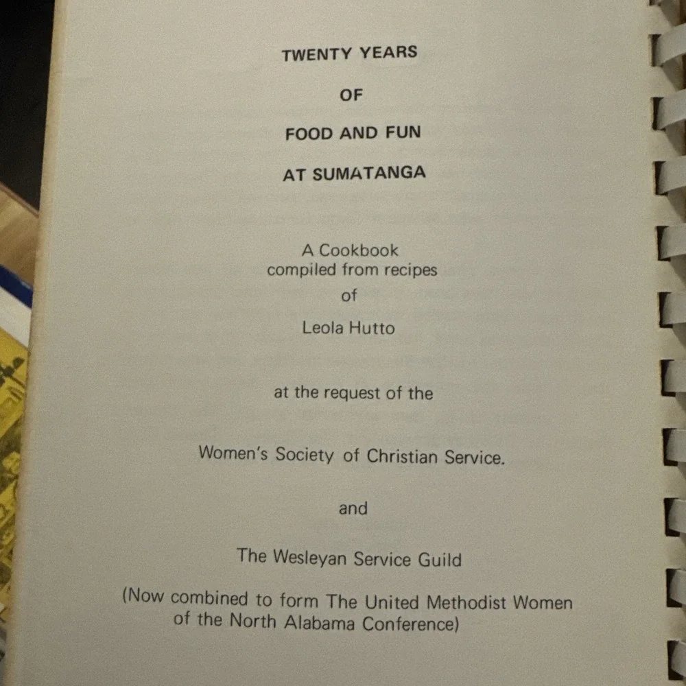 Vtg Twenty Years of Food & Fun at Sumatanga Cookbook Spiral Bound Alabama